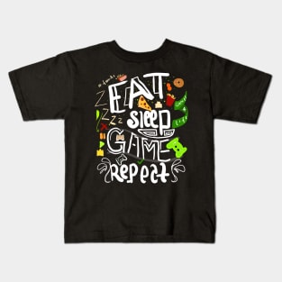 eat sleep game repeat Kids T-Shirt